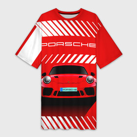 Платье-футболка 3D с принтом PORSCHE   ПОРШЕ   RED STYLE в Белгороде,  |  | 911 | auto | carrera | cayenne | macan | porsche | sportcar | taycan | автомобиль | градиент. | каен | карера | красный | макан | полосы | порш | порше | спорт | спорткар | тайкан