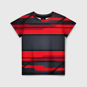 Детская футболка 3D с принтом Red and Black 3D abstract в Белгороде, 100% гипоаллергенный полиэфир | прямой крой, круглый вырез горловины, длина до линии бедер, чуть спущенное плечо, ткань немного тянется | luxury | versace | vip | абстракция | версаче | вип | паттерн | роскошь | текстуры