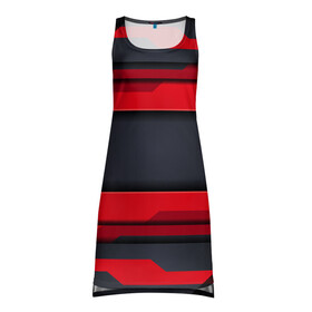 Платье-майка 3D с принтом Red and Black 3D abstract в Белгороде, 100% полиэстер | полуприлегающий силуэт, широкие бретели, круглый вырез горловины, удлиненный подол сзади. | luxury | versace | vip | абстракция | версаче | вип | паттерн | роскошь | текстуры