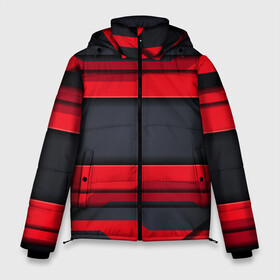 Мужская зимняя куртка 3D с принтом Red and Black 3D abstract в Белгороде, верх — 100% полиэстер; подкладка — 100% полиэстер; утеплитель — 100% полиэстер | длина ниже бедра, свободный силуэт Оверсайз. Есть воротник-стойка, отстегивающийся капюшон и ветрозащитная планка. 

Боковые карманы с листочкой на кнопках и внутренний карман на молнии. | Тематика изображения на принте: luxury | versace | vip | абстракция | версаче | вип | паттерн | роскошь | текстуры