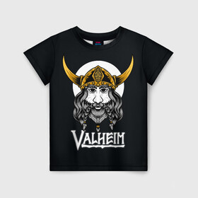 Детская футболка 3D с принтом Valheim Viking в Белгороде, 100% гипоаллергенный полиэфир | прямой крой, круглый вырез горловины, длина до линии бедер, чуть спущенное плечо, ткань немного тянется | fantasy | mmo | valheim | valve | валхейм | вальхейм | викинги | выживалка | игра | королевская битва | ммо | ролевая игра | фэнтази