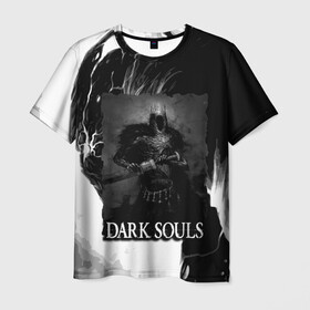 Мужская футболка 3D с принтом DARKSOULS | ТЁМНЫЙ РЫЦАРЬ в Белгороде, 100% полиэфир | прямой крой, круглый вырез горловины, длина до линии бедер | dark souls | darksouls | tegunvte | демоны | рыцарь | средневековье | темные души