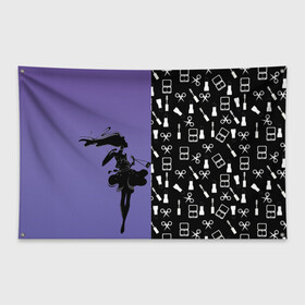 Флаг-баннер с принтом Косметичка в Белгороде, 100% полиэстер | размер 67 х 109 см, плотность ткани — 95 г/м2; по краям флага есть четыре люверса для крепления | визажистам | девушка. тушь | ножницы | помада | тени