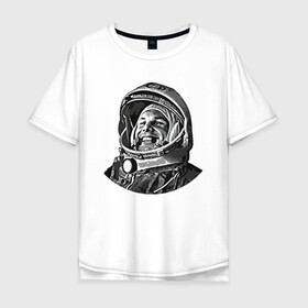 Мужская футболка хлопок Oversize с принтом Поехали Ю.Г. в Белгороде, 100% хлопок | свободный крой, круглый ворот, “спинка” длиннее передней части | Тематика изображения на принте: moon | арт | гагарин | день космонавтики | звезды | космонавт | космос | лого | луна | небо | планеты