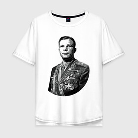 Мужская футболка хлопок Oversize с принтом Гагарин и медали в Белгороде, 100% хлопок | свободный крой, круглый ворот, “спинка” длиннее передней части | moon | арт | гагарин | день космонавтики | звезды | космонавт | космос | лого | луна | небо | планеты