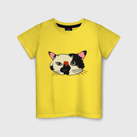 Детская футболка хлопок с принтом Милая мордочка сердитого кота в Белгороде, 100% хлопок | круглый вырез горловины, полуприлегающий силуэт, длина до линии бедер | art | cat | cat face | cats | cute | grumpy | home | kawaii | kitten | kitty | pussycat | арт | кавайи | котейка | котёнок | котик | котяра | кошечка | кошка | лицо | милота | моська | рисунок | смешные животные | сны | сон | устав