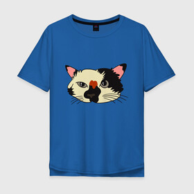 Мужская футболка хлопок Oversize с принтом Милая мордочка сердитого кота в Белгороде, 100% хлопок | свободный крой, круглый ворот, “спинка” длиннее передней части | art | cat | cat face | cats | cute | grumpy | home | kawaii | kitten | kitty | pussycat | арт | кавайи | котейка | котёнок | котик | котяра | кошечка | кошка | лицо | милота | моська | рисунок | смешные животные | сны | сон | устав