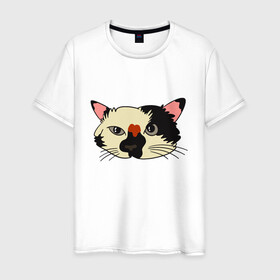 Мужская футболка хлопок с принтом Милая мордочка сердитого кота в Белгороде, 100% хлопок | прямой крой, круглый вырез горловины, длина до линии бедер, слегка спущенное плечо. | art | cat | cat face | cats | cute | grumpy | home | kawaii | kitten | kitty | pussycat | арт | кавайи | котейка | котёнок | котик | котяра | кошечка | кошка | лицо | милота | моська | рисунок | смешные животные | сны | сон | устав