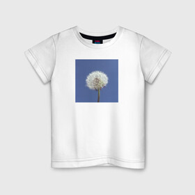 Детская футболка хлопок с принтом Одуванчик на фоне неба в Белгороде, 100% хлопок | круглый вырез горловины, полуприлегающий силуэт, длина до линии бедер | весна | минимализм | небо | одуванчик | цветы