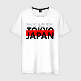 Мужская футболка хлопок с принтом Надпись Япония, Токио в Белгороде, 100% хлопок | прямой крой, круглый вырез горловины, длина до линии бедер, слегка спущенное плечо. | japan | tokyo | путешествие | токио | япония