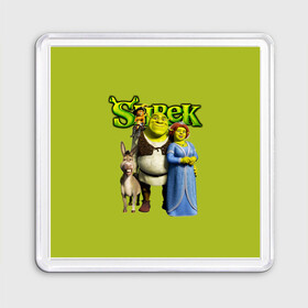 Магнит 55*55 с принтом Шрек Shrek в Белгороде, Пластик | Размер: 65*65 мм; Размер печати: 55*55 мм | Тематика изображения на принте: cartoon | fiona | shrek | болото | детям | комедия | кот в сапогах | мультик | огр | осел | персонажи мультфильмов | тролль | фиона | шрек