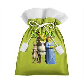 Подарочный 3D мешок с принтом Шрек Shrek в Белгороде, 100% полиэстер | Размер: 29*39 см | cartoon | fiona | shrek | болото | детям | комедия | кот в сапогах | мультик | огр | осел | персонажи мультфильмов | тролль | фиона | шрек