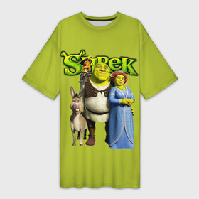 Платье-футболка 3D с принтом Шрек Shrek в Белгороде,  |  | cartoon | fiona | shrek | болото | детям | комедия | кот в сапогах | мультик | огр | осел | персонажи мультфильмов | тролль | фиона | шрек