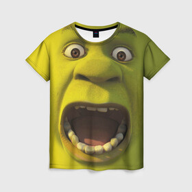 Женская футболка 3D с принтом Shrek Шрек в Белгороде, 100% полиэфир ( синтетическое хлопкоподобное полотно) | прямой крой, круглый вырез горловины, длина до линии бедер | 20 | 4к | boots | cat | donkey | fiona | green | in | me | meme | memes | once | shrek | somebody | told | в | зеленый | кот | лет | мем | мемы | мульт | мультфильм | огр | огры | осел | сапогах | фиона | шрек