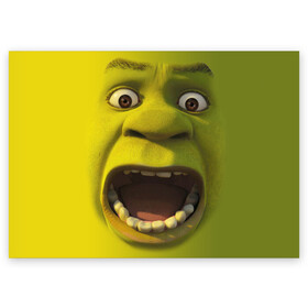 Поздравительная открытка с принтом Shrek Шрек в Белгороде, 100% бумага | плотность бумаги 280 г/м2, матовая, на обратной стороне линовка и место для марки
 | 20 | 4к | boots | cat | donkey | fiona | green | in | me | meme | memes | once | shrek | somebody | told | в | зеленый | кот | лет | мем | мемы | мульт | мультфильм | огр | огры | осел | сапогах | фиона | шрек