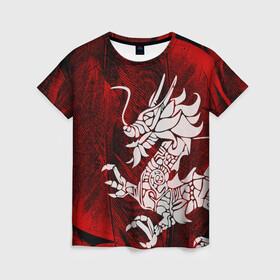 Женская футболка 3D с принтом Chinese Dragon в Белгороде, 100% полиэфир ( синтетическое хлопкоподобное полотно) | прямой крой, круглый вырез горловины, длина до линии бедер | китайский дракон | монстр | силуэт | символ добра | тату | ящерица