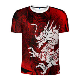 Мужская футболка 3D спортивная с принтом Chinese Dragon в Белгороде, 100% полиэстер с улучшенными характеристиками | приталенный силуэт, круглая горловина, широкие плечи, сужается к линии бедра | китайский дракон | монстр | силуэт | символ добра | тату | ящерица