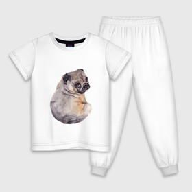 Детская пижама хлопок с принтом Мопс в Белгороде, 100% хлопок |  брюки и футболка прямого кроя, без карманов, на брюках мягкая резинка на поясе и по низу штанин
 | Тематика изображения на принте: животные | мопс | питомцы | собака | собаки