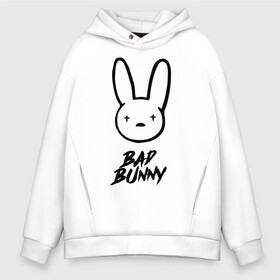 Мужское худи Oversize хлопок с принтом Bad Bunny лого в Белгороде, френч-терри — 70% хлопок, 30% полиэстер. Мягкий теплый начес внутри —100% хлопок | боковые карманы, эластичные манжеты и нижняя кромка, капюшон на магнитной кнопке | Тематика изображения на принте: bad bunny | benito antonio martnez ocasio | hip hop | latin trap | logo | music | rap | rnb | singer | star | бенито антонио мартинес окасио | звезда | латинский трэп | логотип | музыка | певец | рнб | рэп | хип хоп