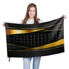 Флаг 3D с принтом 3D luxury black gold Плиты 3Д в Белгороде, 100% полиэстер | плотность ткани — 95 г/м2, размер — 67 х 109 см. Принт наносится с одной стороны | luxury | versace | vip | абстракция | версаче | вип | паттерн | роскошь | текстуры