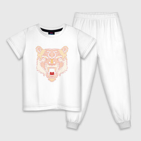 Детская пижама хлопок с принтом Морда медведя в Белгороде, 100% хлопок |  брюки и футболка прямого кроя, без карманов, на брюках мягкая резинка на поясе и по низу штанин
 | bear | голова | голова медведя | зверь | медведь | мишка