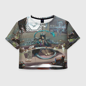 Женская футболка Crop-top 3D с принтом Arknights Clay в Белгороде, 100% полиэстер | круглая горловина, длина футболки до линии талии, рукава с отворотами | anime | arknights | art | girl | manga | аниме | арт | девушка | манга