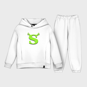 Детский костюм хлопок Oversize с принтом Shrek Logo (+спина) (Z) в Белгороде,  |  | Тематика изображения на принте: dreamworks | shrek | зелёный огр | мульт | мультфильм | приключения