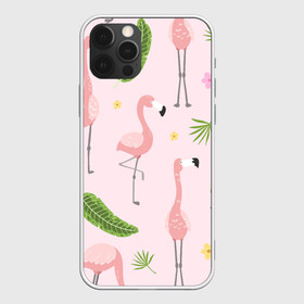 Чехол для iPhone 12 Pro Max с принтом Фламинго в Белгороде, Силикон |  | pink flamingo | листья | птицы | фламинго | цветы