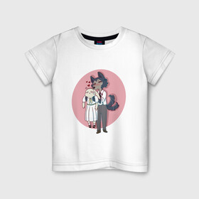 Детская футболка хлопок с принтом Бистарс - любовь в Белгороде, 100% хлопок | круглый вырез горловины, полуприлегающий силуэт, длина до линии бедер | anime | beastars | аниме | анимэ | биастарс | бистар | большой серый волк | легоси | хару