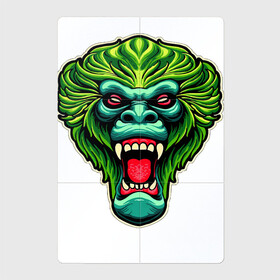 Магнитный плакат 2Х3 с принтом Злая зеленая обезьяна в Белгороде, Полимерный материал с магнитным слоем | 6 деталей размером 9*9 см | агрессия | зеленая | злая | зубы | обезьяна | оскал