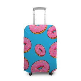 Чехол для чемодана 3D с принтом Пончики в Белгороде, 86% полиэфир, 14% спандекс | двустороннее нанесение принта, прорези для ручек и колес | еда | круг | кружки | пища | пончики | пончики гомера | симпсоны | цветные пончики