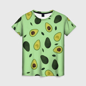 Женская футболка 3D с принтом Авокадо в Белгороде, 100% полиэфир ( синтетическое хлопкоподобное полотно) | прямой крой, круглый вырез горловины, длина до линии бедер | avocado | food | fruit | pattern | vegan | vegetarian | авокадо | веган | вегетарианство | еда | зарядка | зелёная | паттерн | правильное питание | фрукт | фрукты