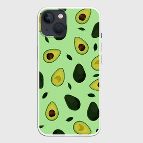 Чехол для iPhone 13 с принтом Авокадо в Белгороде,  |  | avocado | food | fruit | pattern | vegan | vegetarian | авокадо | веган | вегетарианство | еда | зарядка | зелёная | паттерн | правильное питание | фрукт | фрукты