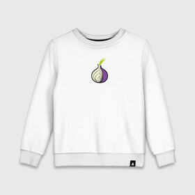 Детский свитшот хлопок с принтом Tor Browser в Белгороде, 100% хлопок | круглый вырез горловины, эластичные манжеты, пояс и воротник | onion | tor | tor browser | даркнет | тор | тор браузер