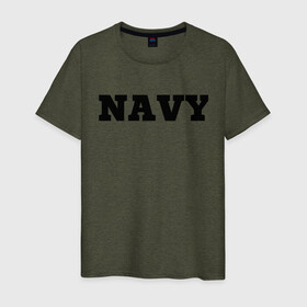 Мужская футболка хлопок с принтом NAVY в Белгороде, 100% хлопок | прямой крой, круглый вырез горловины, длина до линии бедер, слегка спущенное плечо. | force | naval | navy | ocean | sea | us | вмф | военно морской | корабль | море | морской | океан | флот