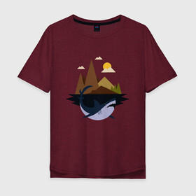 Мужская футболка хлопок Oversize с принтом Abstract Geometry Shark Island в Белгороде, 100% хлопок | свободный крой, круглый ворот, “спинка” длиннее передней части | art | fish | geometric print | minimal | minimalism | minimalist | mountains | абстрактный принт | абстрактный рисунок | абстракция | акула | акулий остров | акулы | арт | геометрический принт | геометрический рисунок | горы
