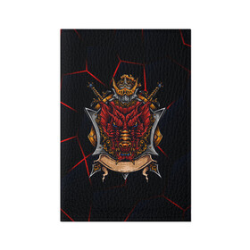 Обложка для паспорта матовая кожа с принтом Красный китайский дракон в Белгороде, натуральная матовая кожа | размер 19,3 х 13,7 см; прозрачные пластиковые крепления | викинг | дракон | китай | китайский дракон | красный дракон | мифология | рыцарь | шлеп
