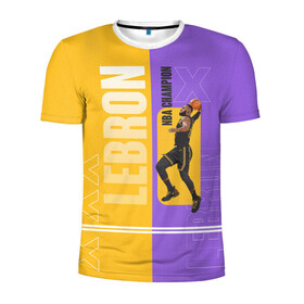 Мужская футболка 3D спортивная с принтом LeBron в Белгороде, 100% полиэстер с улучшенными характеристиками | приталенный силуэт, круглая горловина, широкие плечи, сужается к линии бедра | basketball | lakers | lebron | media | nba | toplanding | баскетболл | леброн | лейкерс | лого баскетбольных клубов | лос анджелес | нба