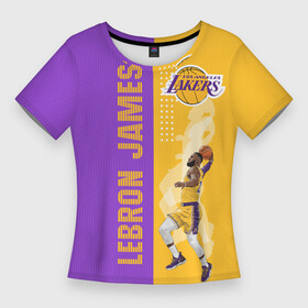 Женская футболка 3D Slim с принтом Леброн NBA в Белгороде,  |  | basketball | lakers | lebron | media | nba | toplanding | баскетболл | леброн | лейкерс | лого баскетбольных клубов | лос анджелес | нба