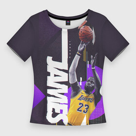 Женская футболка 3D Slim с принтом Леброн в Белгороде,  |  | basketball | lakers | lebron | media | nba | toplanding | баскетболл | леброн | лейкерс | лого баскетбольных клубов | лос анджелес | нба