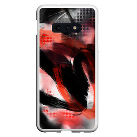 Чехол для Samsung S10E с принтом MAY в Белгороде, Силикон | Область печати: задняя сторона чехла, без боковых панелей | abstract | lines | мазки | оранжевое | точки | черное