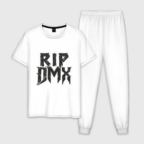 Мужская пижама хлопок с принтом RIP DMX в Белгороде, 100% хлопок | брюки и футболка прямого кроя, без карманов, на брюках мягкая резинка на поясе и по низу штанин
 | dmx | dog | earl simmons | hip hop | music | new york | rap | rapper | rip | ruff ryders | диэмикс | музыка | нью йорк | пёс | рэп | рэпер | хипхоп | эрл симмонс