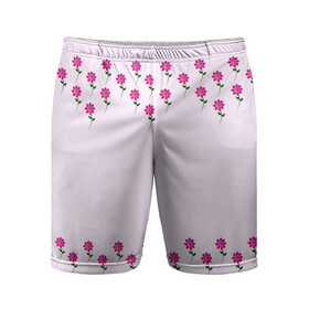 Мужские шорты спортивные с принтом розовые цветы | pink flowers в Белгороде,  |  | flower | green | pink | зеленый | розовые | цветок | цветы