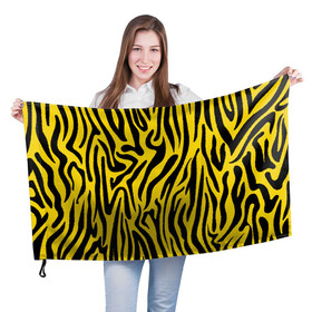 Флаг 3D с принтом Тигровые полоски в Белгороде, 100% полиэстер | плотность ткани — 95 г/м2, размер — 67 х 109 см. Принт наносится с одной стороны | абстракция | зоопринт | орнамент | полоски | полосы | пчелиный | тигровый
