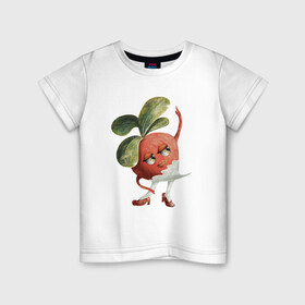 Детская футболка хлопок с принтом Редиска в Белгороде, 100% хлопок | круглый вырез горловины, полуприлегающий силуэт, длина до линии бедер | арт | иллюстрация | красный | овощи | принт | растения | танец