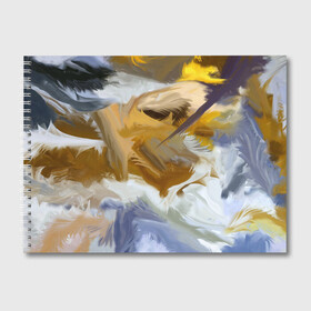 Альбом для рисования с принтом FET в Белгороде, 100% бумага
 | матовая бумага, плотность 200 мг. | Тематика изображения на принте: abstract | feathers | абстракция | желтое | мазки | перья