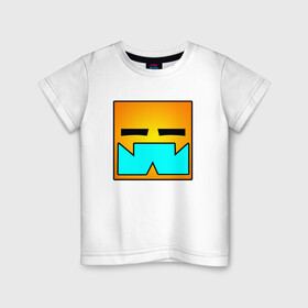 Детская футболка хлопок с принтом Geometry Dash RobTop (Z) в Белгороде, 100% хлопок | круглый вырез горловины, полуприлегающий силуэт, длина до линии бедер | 2d | arcade | game | geometry dash | meltdown | robtop | аркада | геометрический тире | раннер