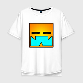 Мужская футболка хлопок Oversize с принтом Geometry Dash RobTop (Z) в Белгороде, 100% хлопок | свободный крой, круглый ворот, “спинка” длиннее передней части | 2d | arcade | game | geometry dash | meltdown | robtop | аркада | геометрический тире | раннер