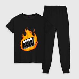 Женская пижама хлопок с принтом BTS FIRE БТС ОГОНЬ в Белгороде, 100% хлопок | брюки и футболка прямого кроя, без карманов, на брюках мягкая резинка на поясе и по низу штанин | army | bangtan boys | bt21 | bts | bts stickers | chimmy | cooky | k pop | koya | mang | monster | rap monster | rapmon | rj | rm | shooky | tata | van | бтс | ви | джей хоуп | джонгук | кейпоп | реп монстр | стикеры bts | сюга | чимин | чин