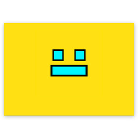 Поздравительная открытка с принтом Geometry Dash Smile в Белгороде, 100% бумага | плотность бумаги 280 г/м2, матовая, на обратной стороне линовка и место для марки
 | Тематика изображения на принте: 2d | dash | demon | demons | devil | game | games | geometry | pixel | pixels | skull | smile | геометрия | демон | дьявол | игра | пикслели | платформер | смайл | смайлик | улыбка | череп